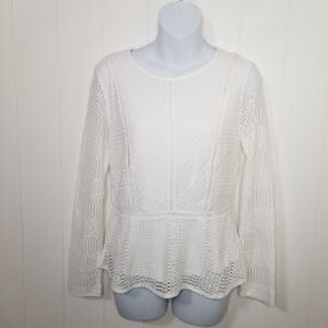 Banana Republic Top Women's Size XXS White Peplum Long Sleeve